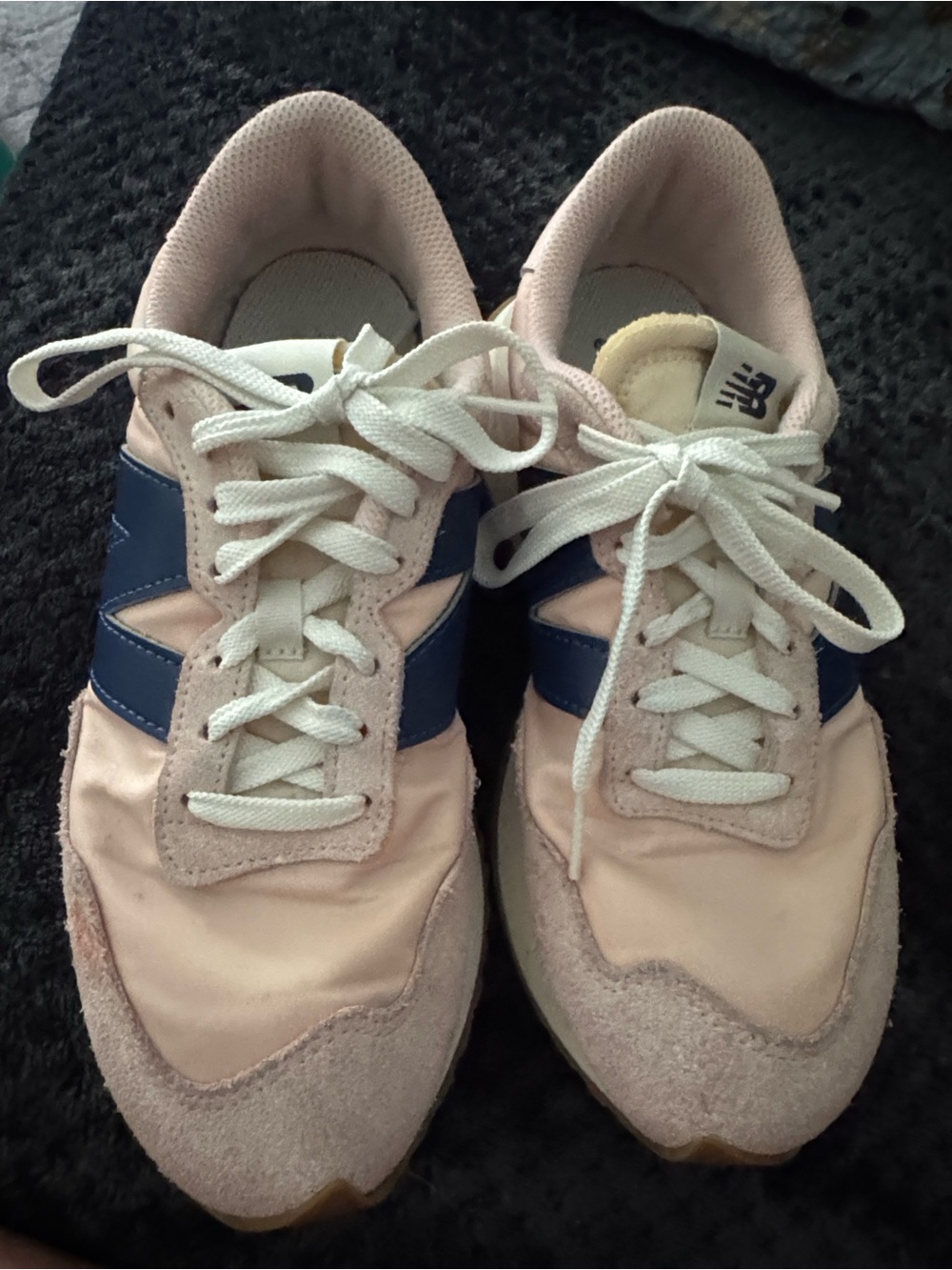 New Balance Blush Pink and Navy Low-Top Sneakers